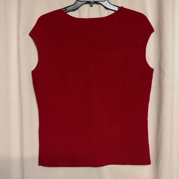 Akris Punto Ribbed Sleeveless Top, Size M, Color Cherry Red - Picture 5 of 7